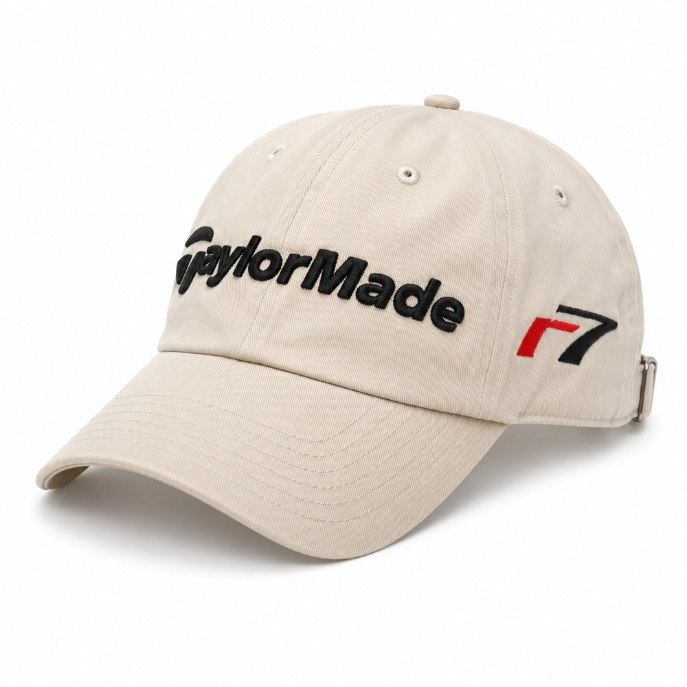 TaylorMade r7 Golf Hat Men OSFA Cotton‎ Beige Classic Preppy Sporty Casual Cap